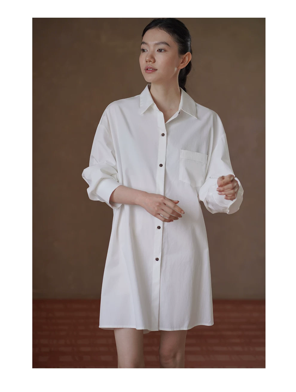 鬆弛高智感基本款簡約寬鬆襯衫裙透氣萊賽爾棉洋裝女,鬆弛高智感基本款簡約寬鬆襯衫裙透氣萊賽爾棉洋裝女,HBFS7054,鬆弛高智感基本款簡約寬鬆襯衫裙透氣萊賽爾棉洋裝女,清爽氣質,A字修身