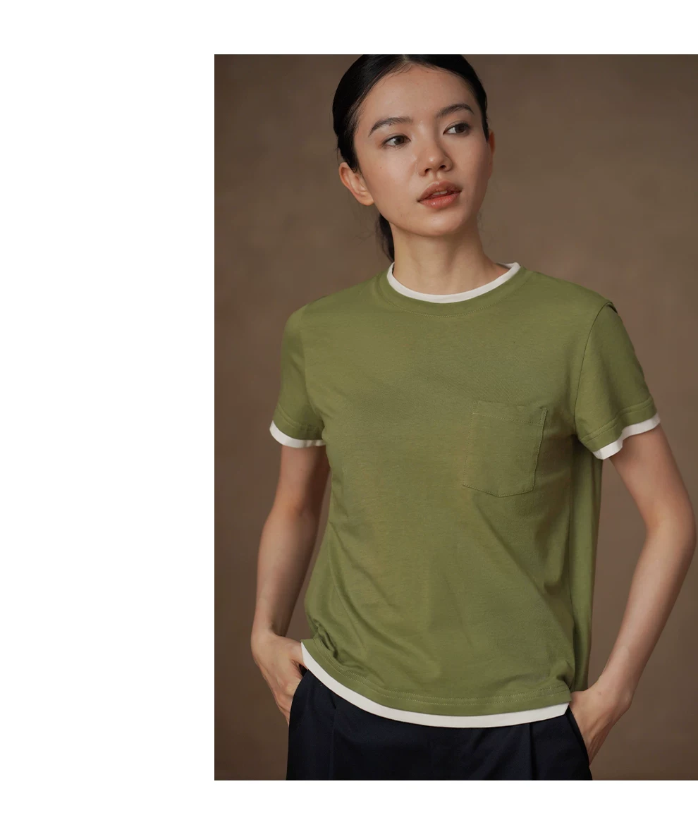 踏春假兩件撞色T恤亞麻棉混紡圓領基本款顯瘦短袖上衣女,踏春假兩件撞色T恤亞麻棉混紡圓領基本款顯瘦短袖上衣女,HBFS1145,踏春假兩件撞色T恤亞麻棉混紡圓領基本款顯瘦短袖上衣女,清爽俐落,日常百搭