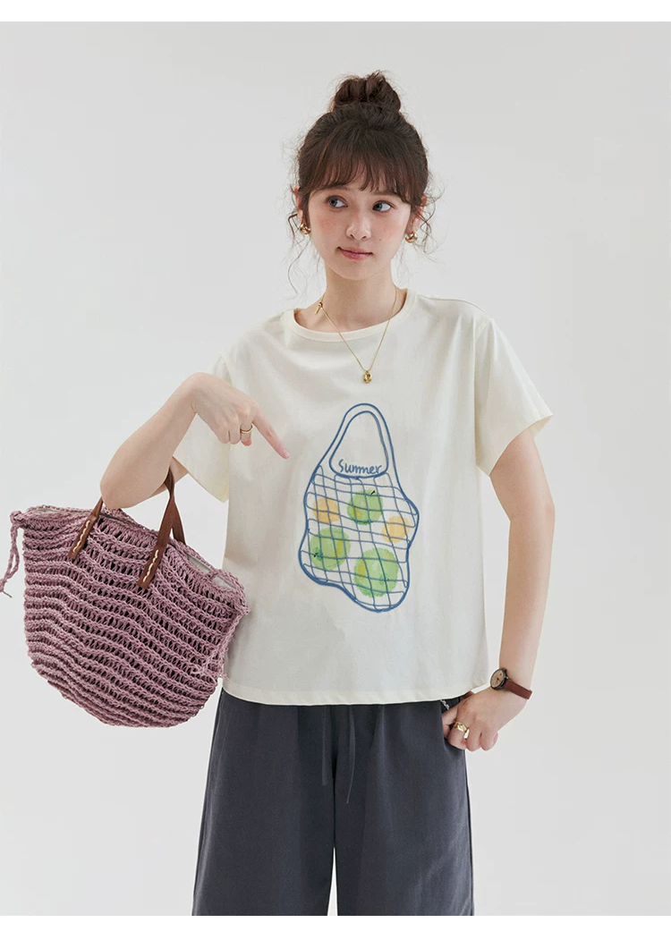 夏日水果印花短袖T恤女夏新款韓系寬鬆圓領上衣,夏日水果印花短袖T恤女夏新款韓系寬鬆圓領上衣,HBFS1258,夏日水果印花短袖T恤女夏新款韓系寬鬆圓領上衣,童趣印花,舒適面料