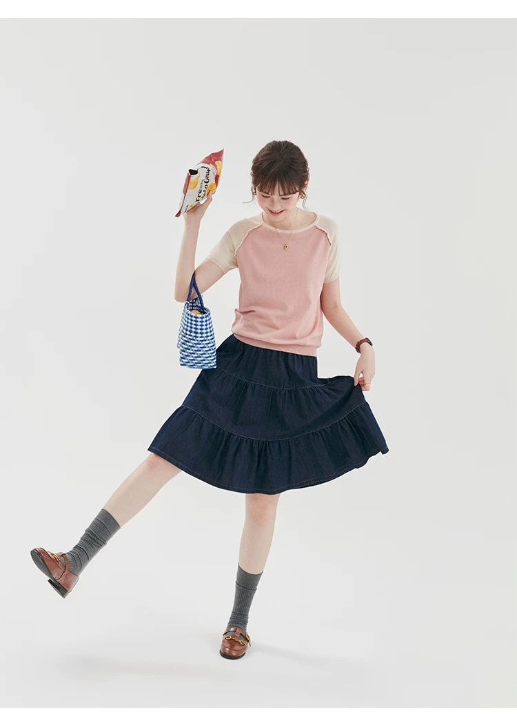 撞色拼接插肩袖針織衫女夏新款溫柔減齡寬鬆上衣,撞色拼接插肩袖針織衫女夏新款溫柔減齡寬鬆上衣,HBFS1280,撞色拼接插肩袖針織衫女夏新款溫柔減齡寬鬆上衣,撞色拼接,薄款針織