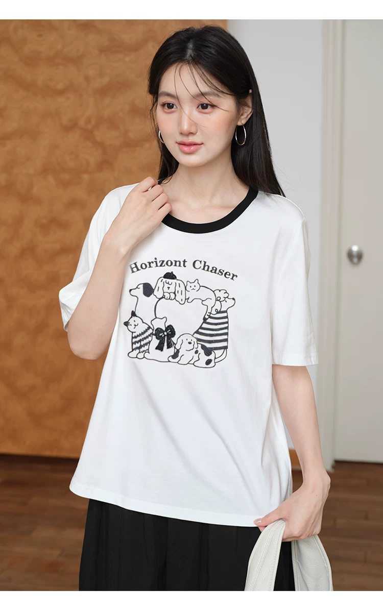 大尺碼刺繡短袖動物圖案T恤女夏2026新款微胖巨好看白色上衣,大尺碼刺繡短袖動物圖案T恤女夏2026新款微胖巨好看白色上衣,HBFS1314,大尺碼刺繡短袖動物圖案T恤女夏2026新款微胖巨好看白色上衣,中大尺碼,童趣印花