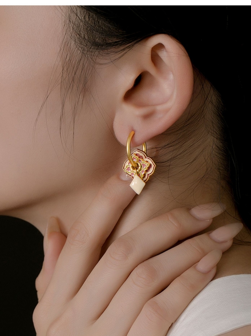 新品中式樹莓紫耳墜耳環女小眾高級設計感一款多戴滴釉亮彩耳圈耳飾