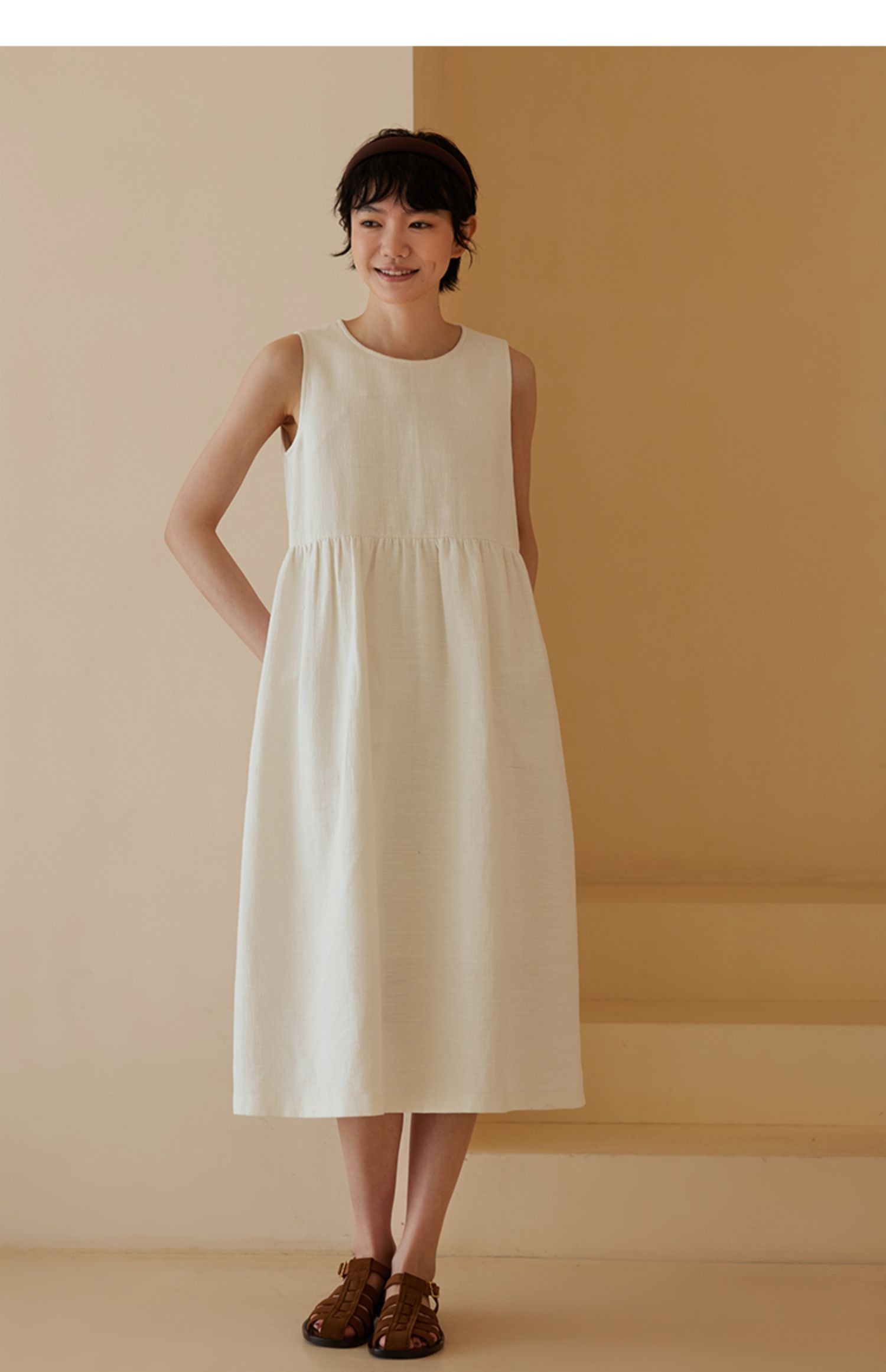 定製100%棉重工提花面料高腰無袖蓬蓬顯瘦連身裙洋裝