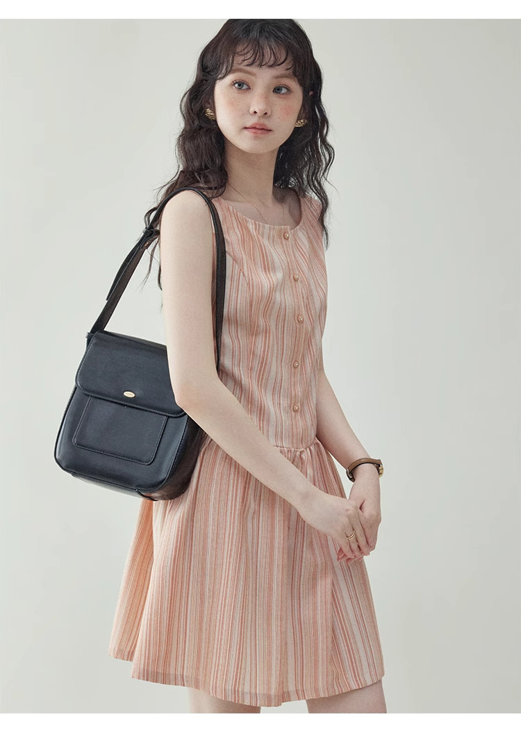 甜美圖案無袖背心洋裝女夏季新款顯瘦a字短裙