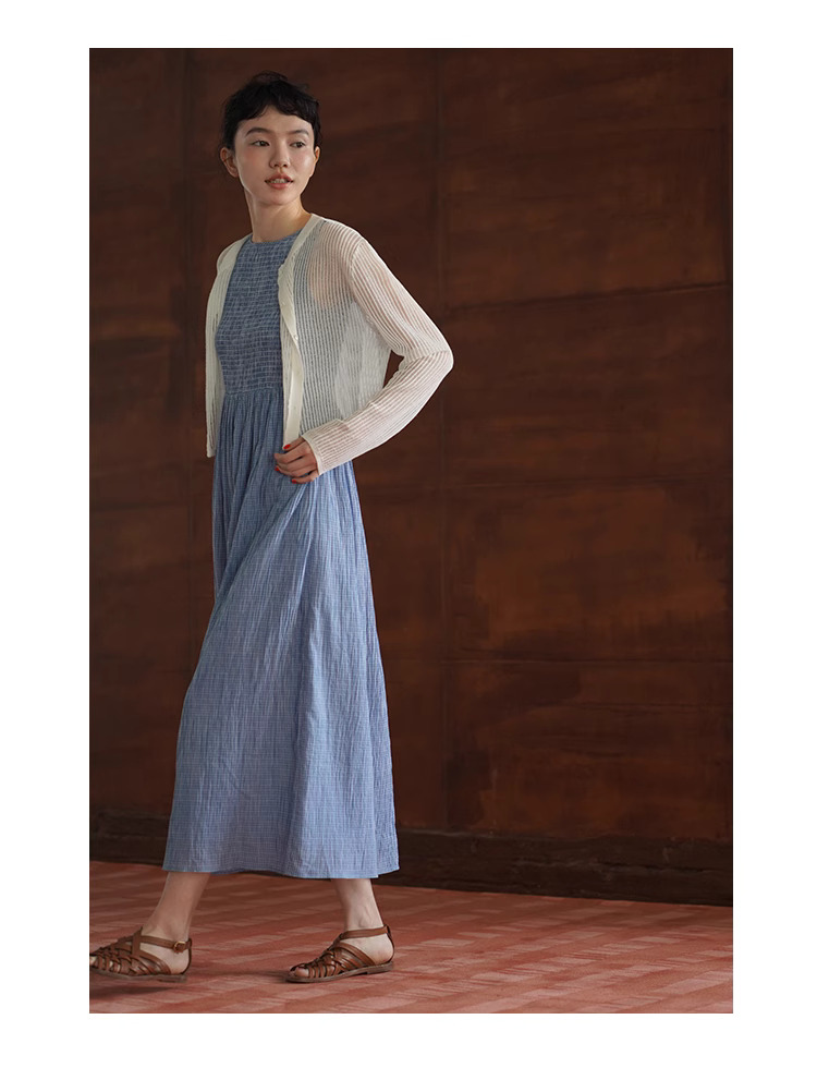 輕盈微風朦朧拉線絞花鏤空針織涼爽冰麻透氣防曬開衫女