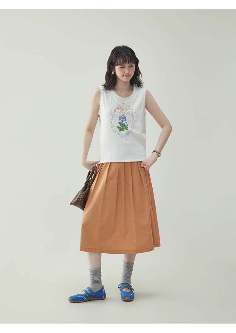 韓系花朵印花背心T恤女25夏季新款蕾絲無袖上衣