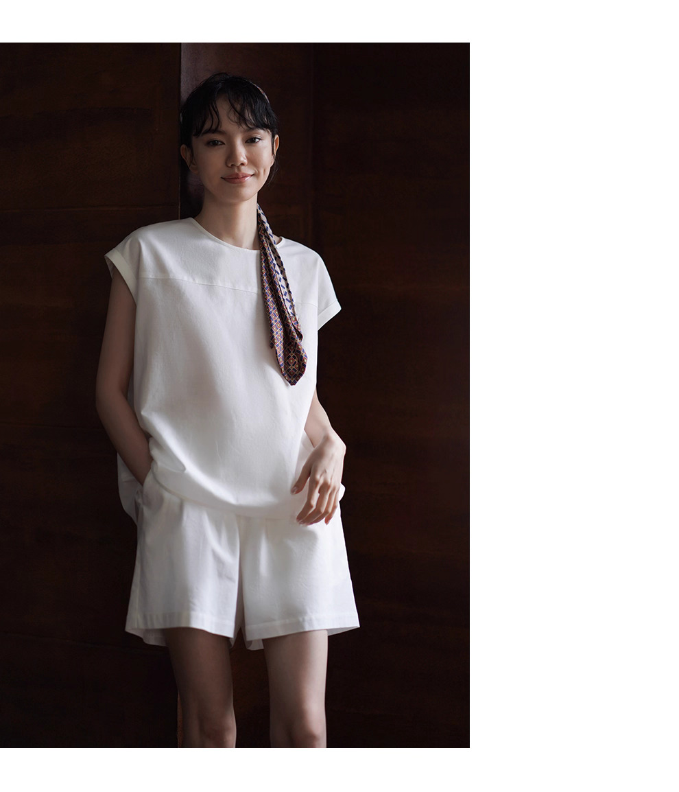 月光沙灘亞麻棉混紡度假透氣涼爽寬鬆上衣短褲兩件套裝