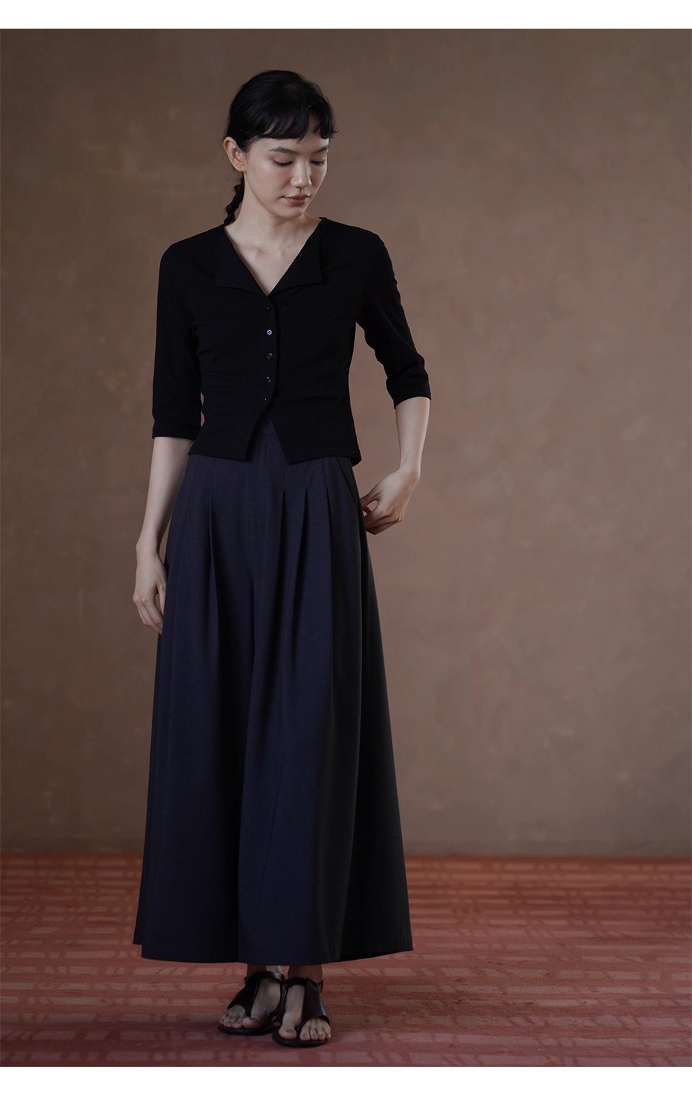 無痛顯瘦神褲綿羊毛萊賽爾混紡爽垂A字闊腿遮肉通勤長褲