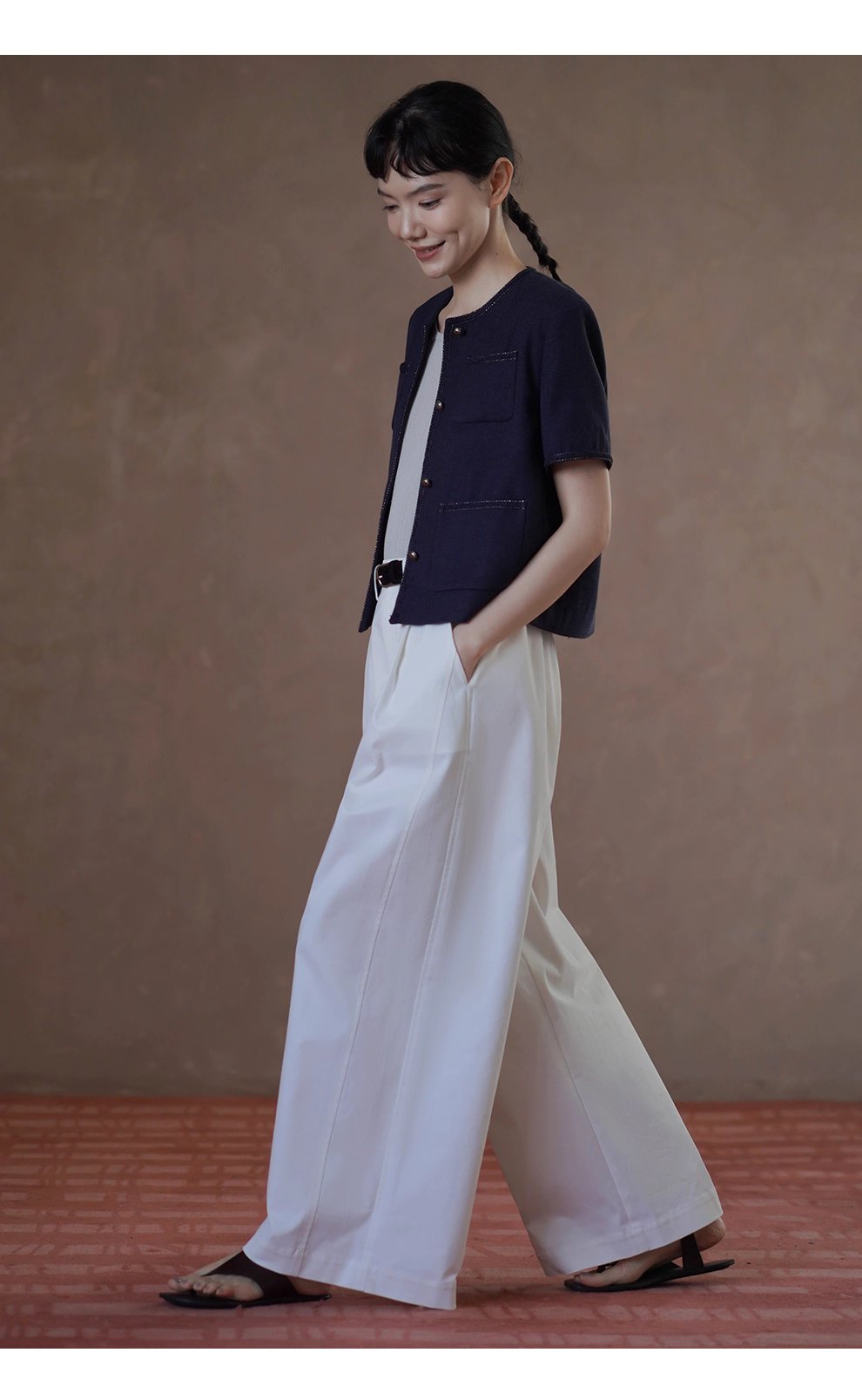 跨季節實用基礎單品分割顯瘦俐落寬鬆版型高腰寬長褲