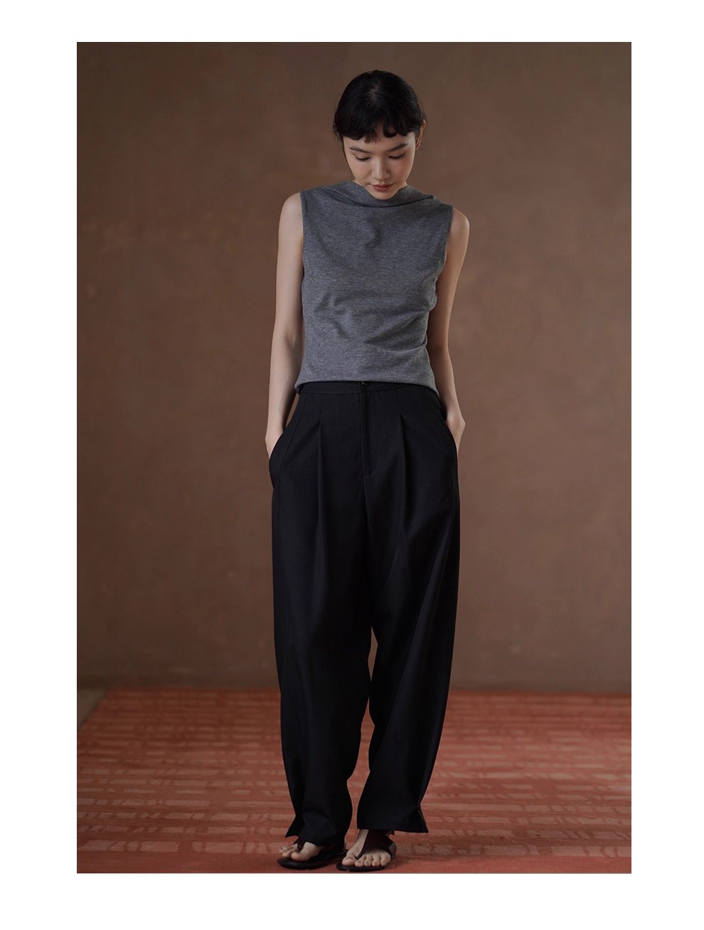 晨會通勤西裝褲垂順顯瘦可調腳口設計通勤闊腿長褲女