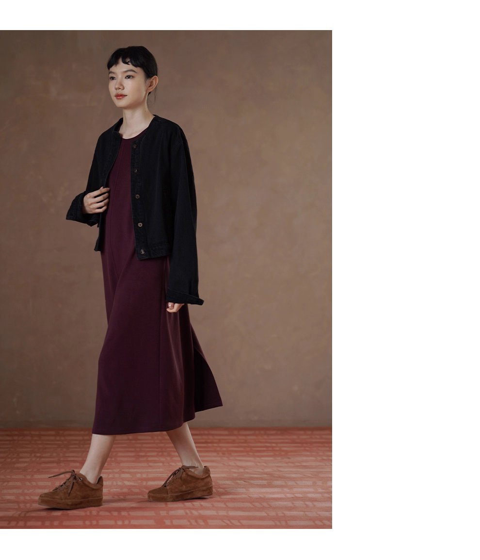 桑葚莊園超正顯白軟糯空氣感圓領直筒顯瘦寬鬆長洋裝