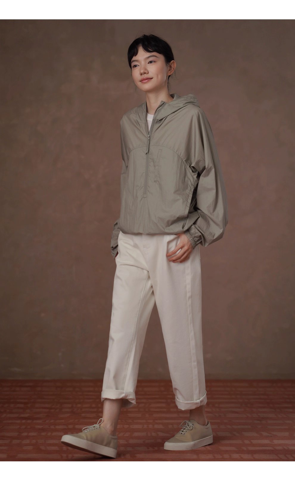 輕薄海苔工裝輕戶外上衣透氣寬鬆顯瘦拉鍊連帽沖風衣女