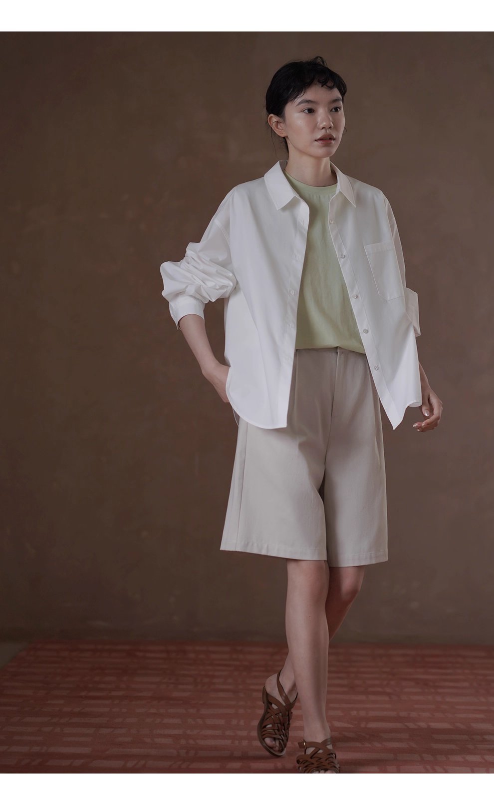 版型王者襯衫萊賽爾棉挺括寬鬆長袖通勤顯瘦翻領上衣女