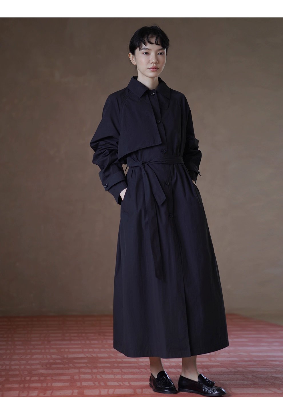 秋日安全感風衣經典基本款寬鬆顯瘦長款通勤簡約外套女