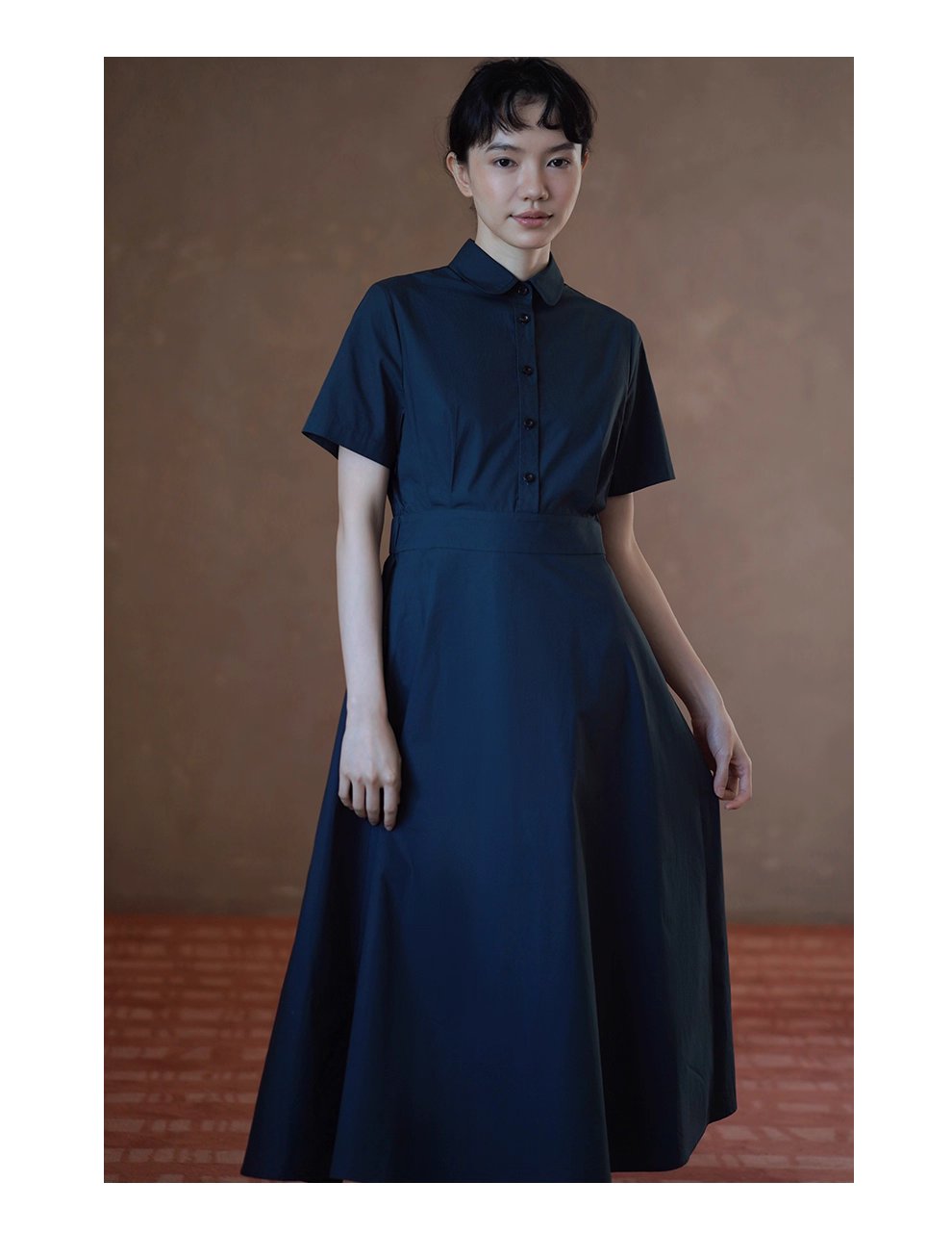 完美日常簡約通勤收腰大裙擺顯瘦遮肉梨形襯衫洋裝女