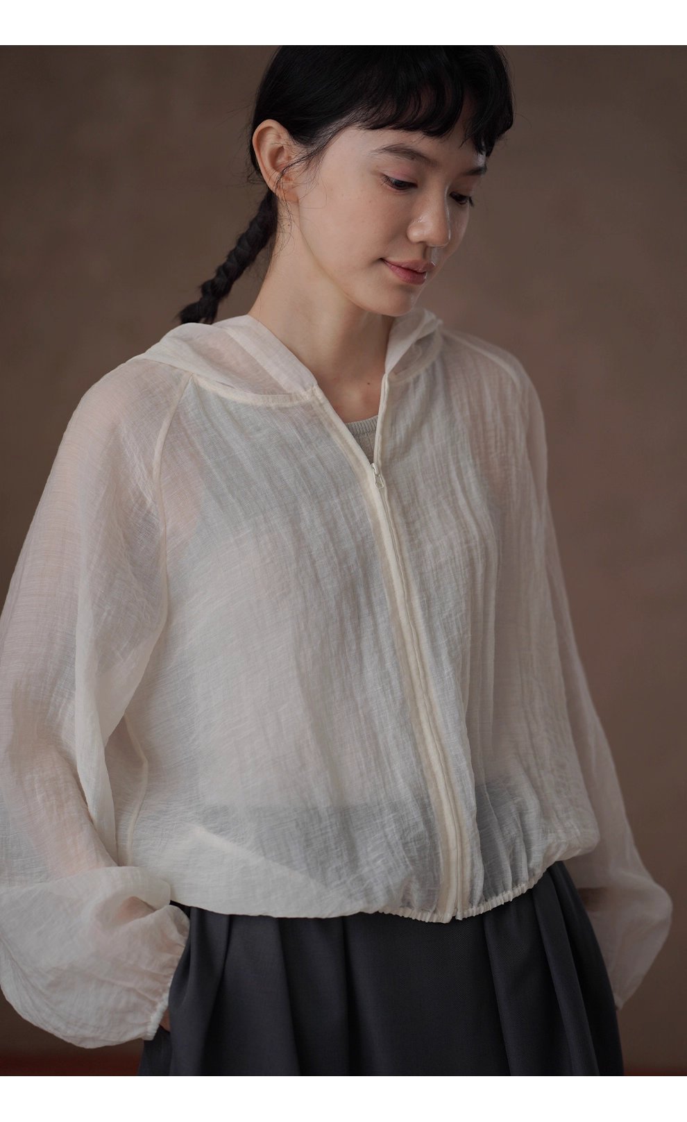 泡沫海洋肌理外套薄款透氣連帽長袖顯瘦休閒寬鬆上衣