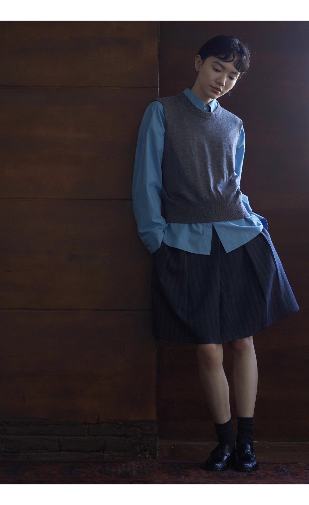 秋冬不可或缺時髦老錢圓領羊毛混紡百搭針織背心女