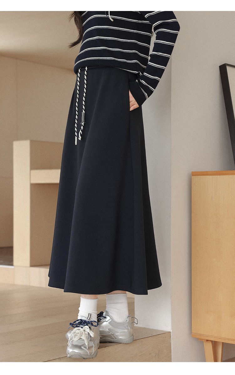 大碼胖mm高腰休閒A字半身裙長款