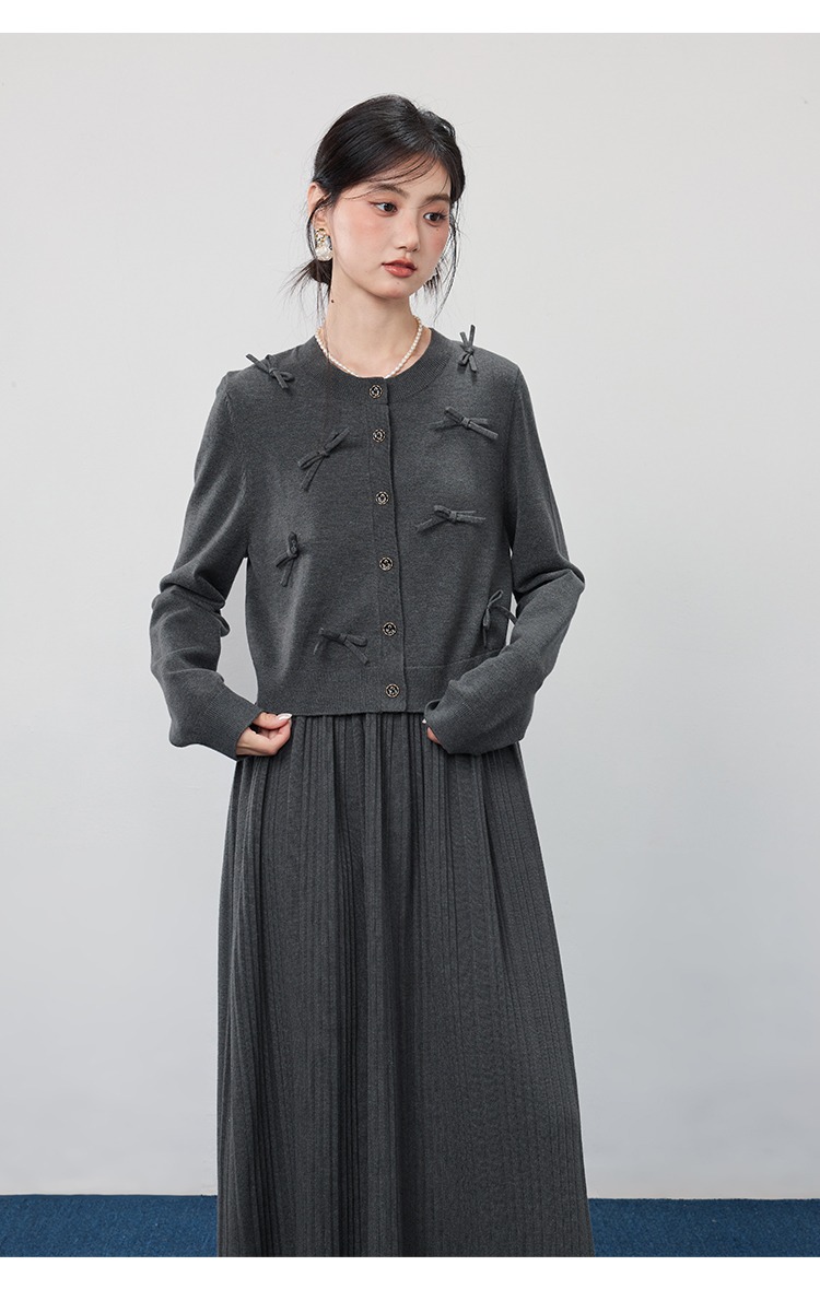 中大尺碼胖mm長裙針織開襟衫外套套裝2025穿搭洋裝兩件套裝