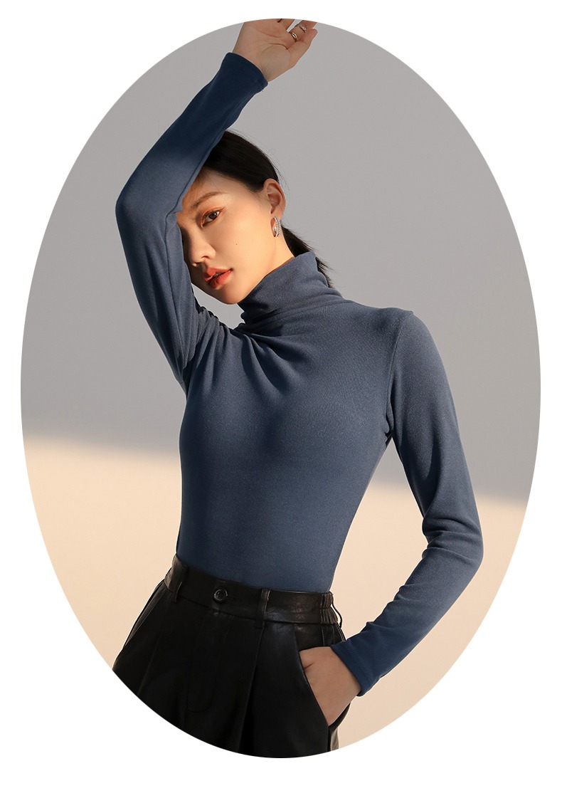 德絨堆堆領打底衫女內搭秋冬季保暖貼身高級感上衣