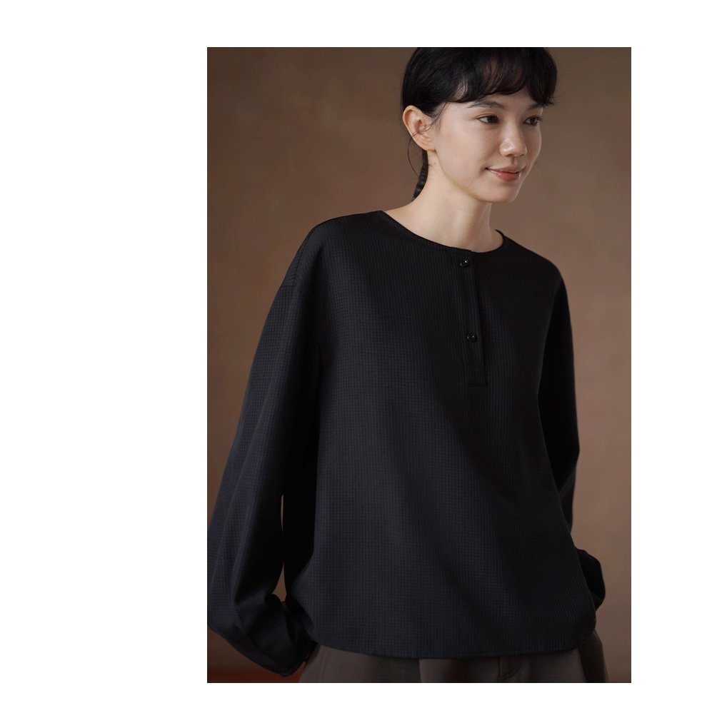 通勤造型低調小格紋寬鬆垂順顯瘦可拆式領巾長袖襯衫女