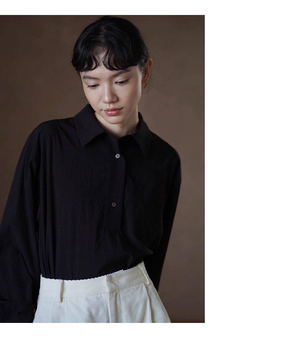 老錢氣質鬆弛寬鬆顯瘦半開門襟襯衫滑爽通勤長袖polo女