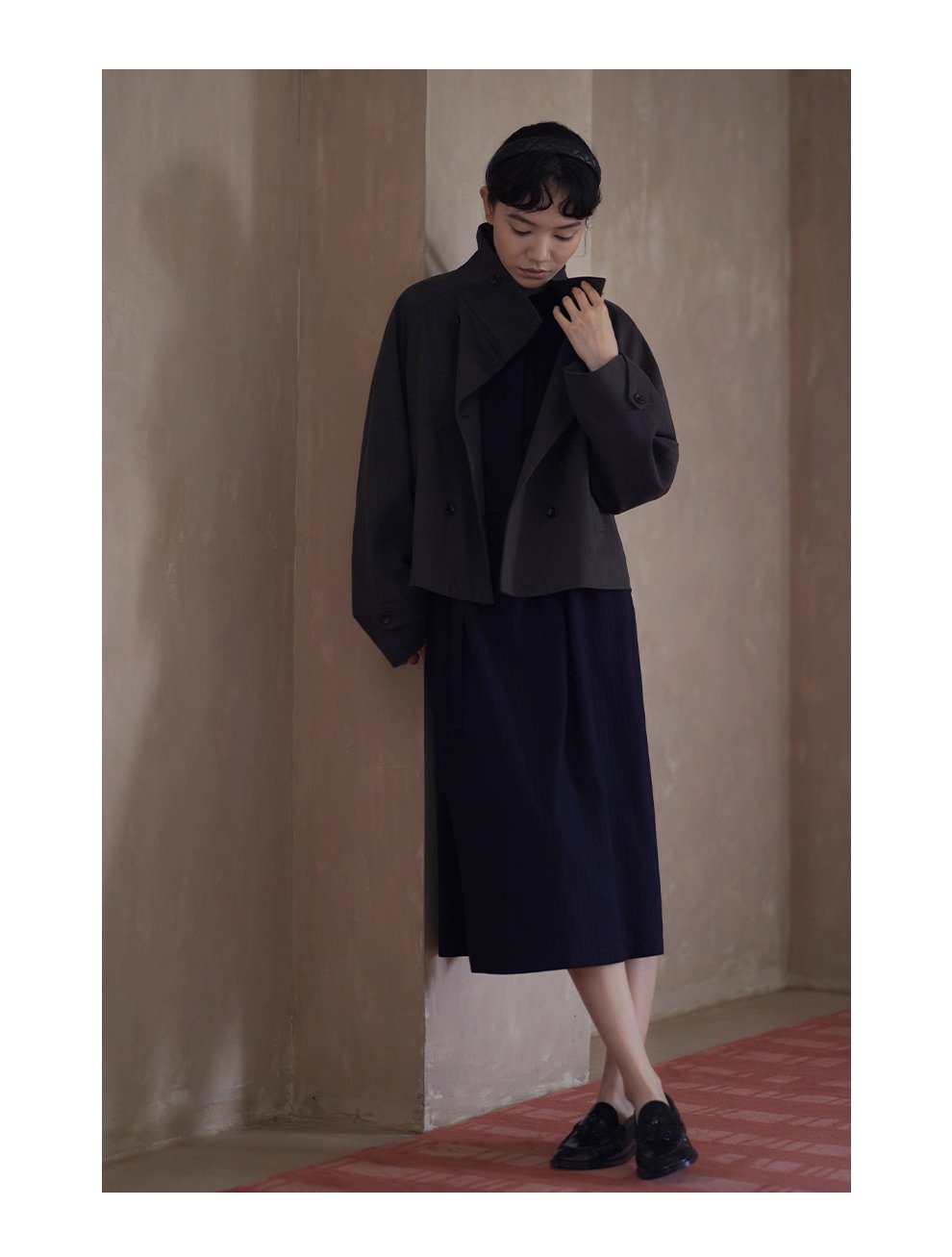 波士頓橋風衣挺括萊賽爾棉氣質立領剪裁寬鬆顯瘦外套女