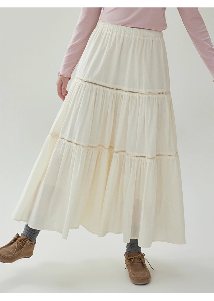 法式純棉拼接中長半身裙女秋季新款鬆緊腰蛋糕裙,法式純棉拼接中長半身裙女秋季新款鬆緊腰蛋糕裙,HBEW2009,法式純棉拼接中長半身裙女秋季新款鬆緊腰蛋糕裙,蛋糕裙擺,全棉面料