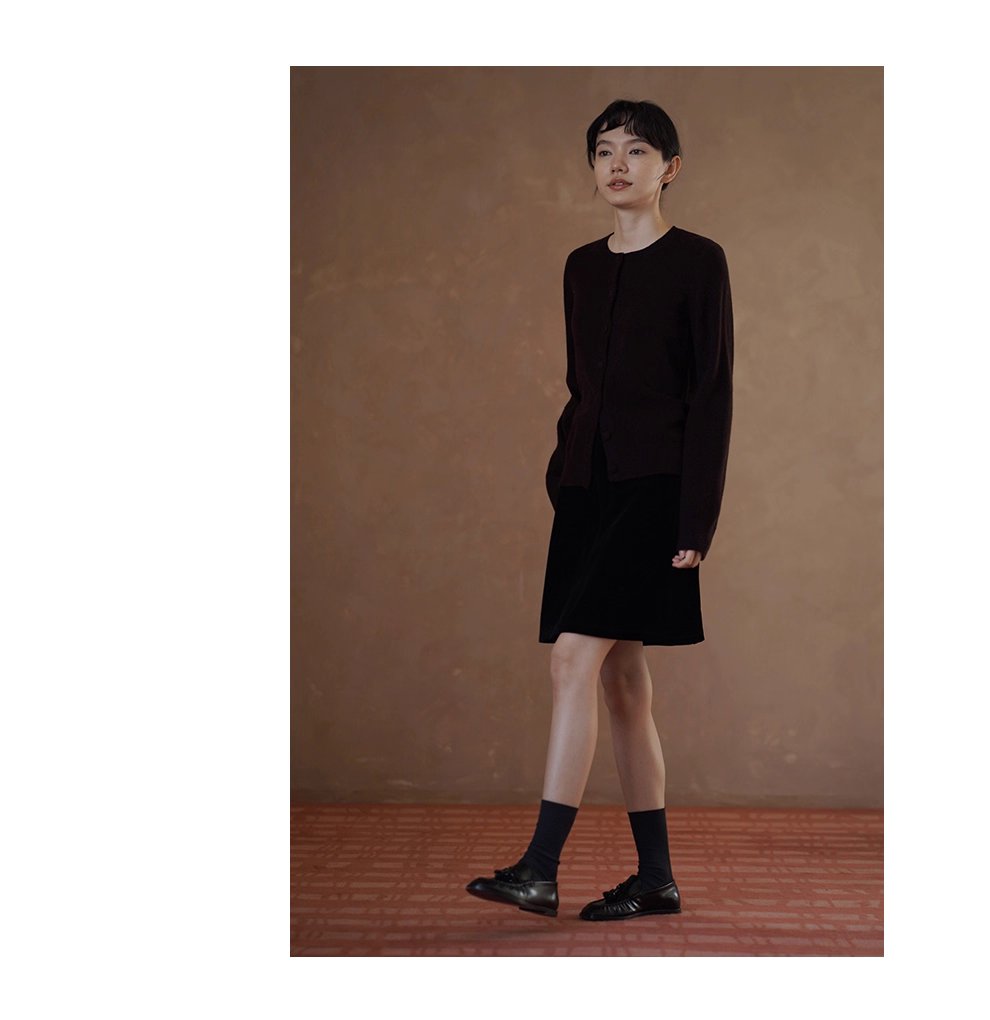 檀香肉桂咖山羊絨羊毛混紡柔軟保暖針織開襟衫通勤外套女