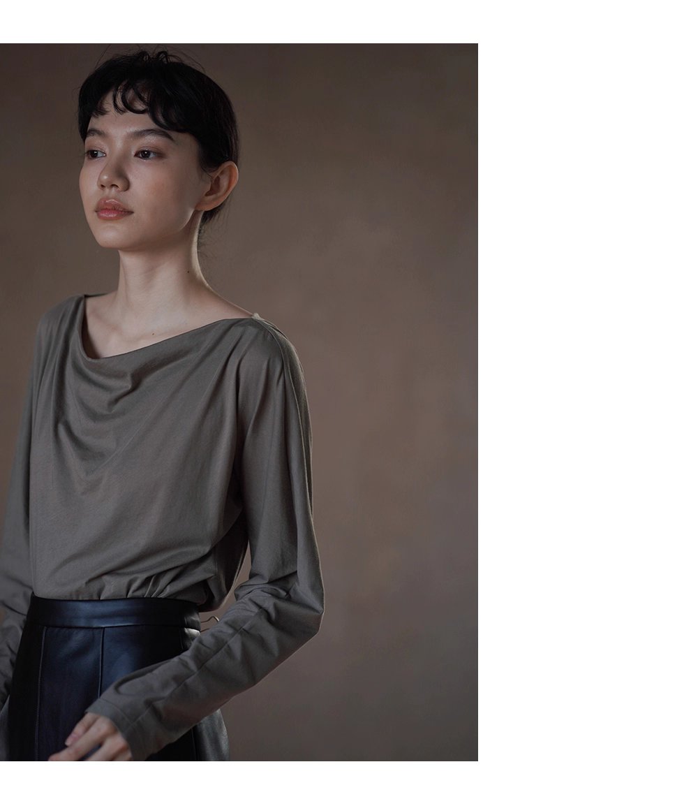 鬆弛法式100棉親膚透氣氣質蕩領寬鬆通勤顯瘦長袖上衣女