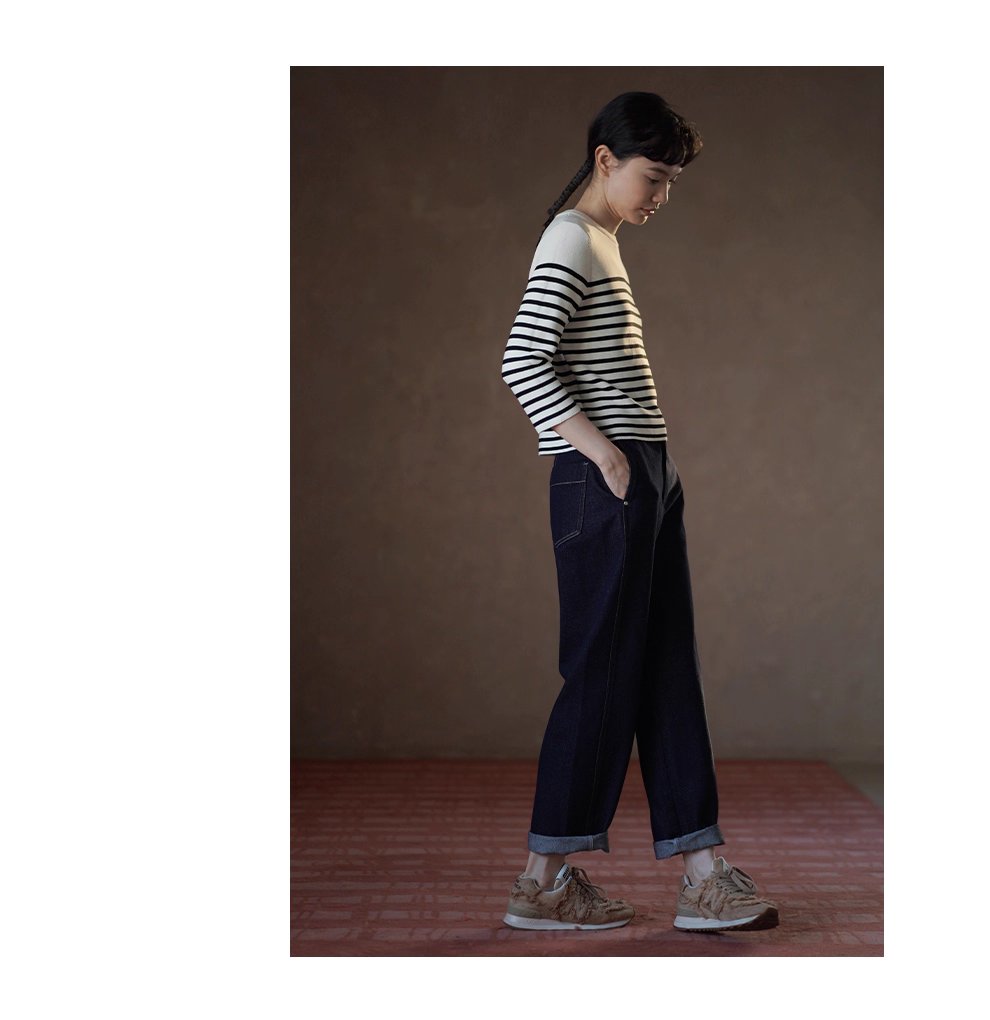 萬年青顯瘦經典版型復古原色直筒高腰不挑人休閒牛仔褲