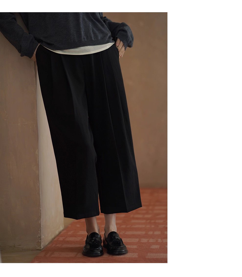 紳士通勤西裝褲俐落剪裁簡約法式高腰顯瘦錐形九分褲女