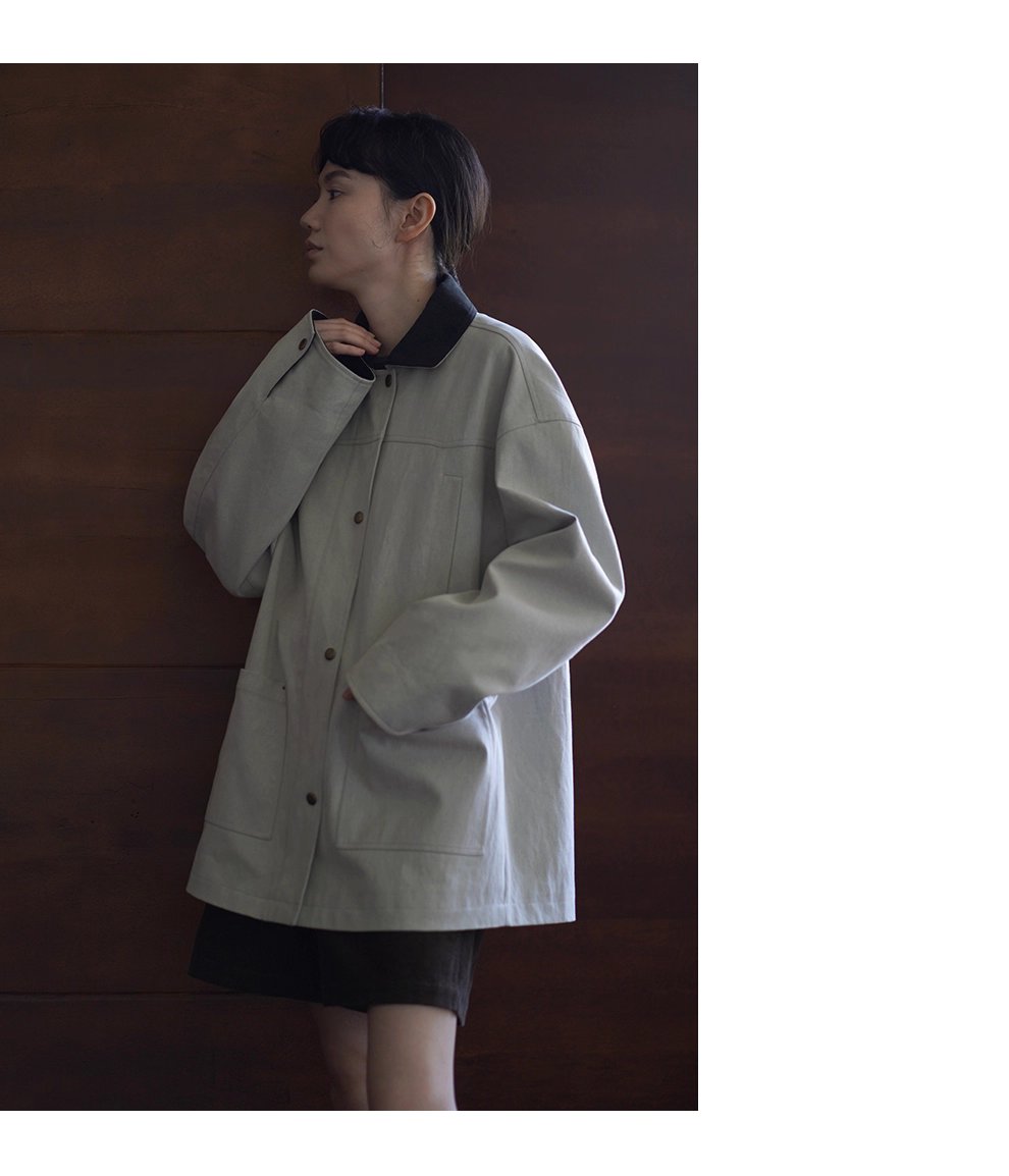 復古工裝健行外套斜紋挺括寬鬆顯瘦撞色翻領一手長風衣