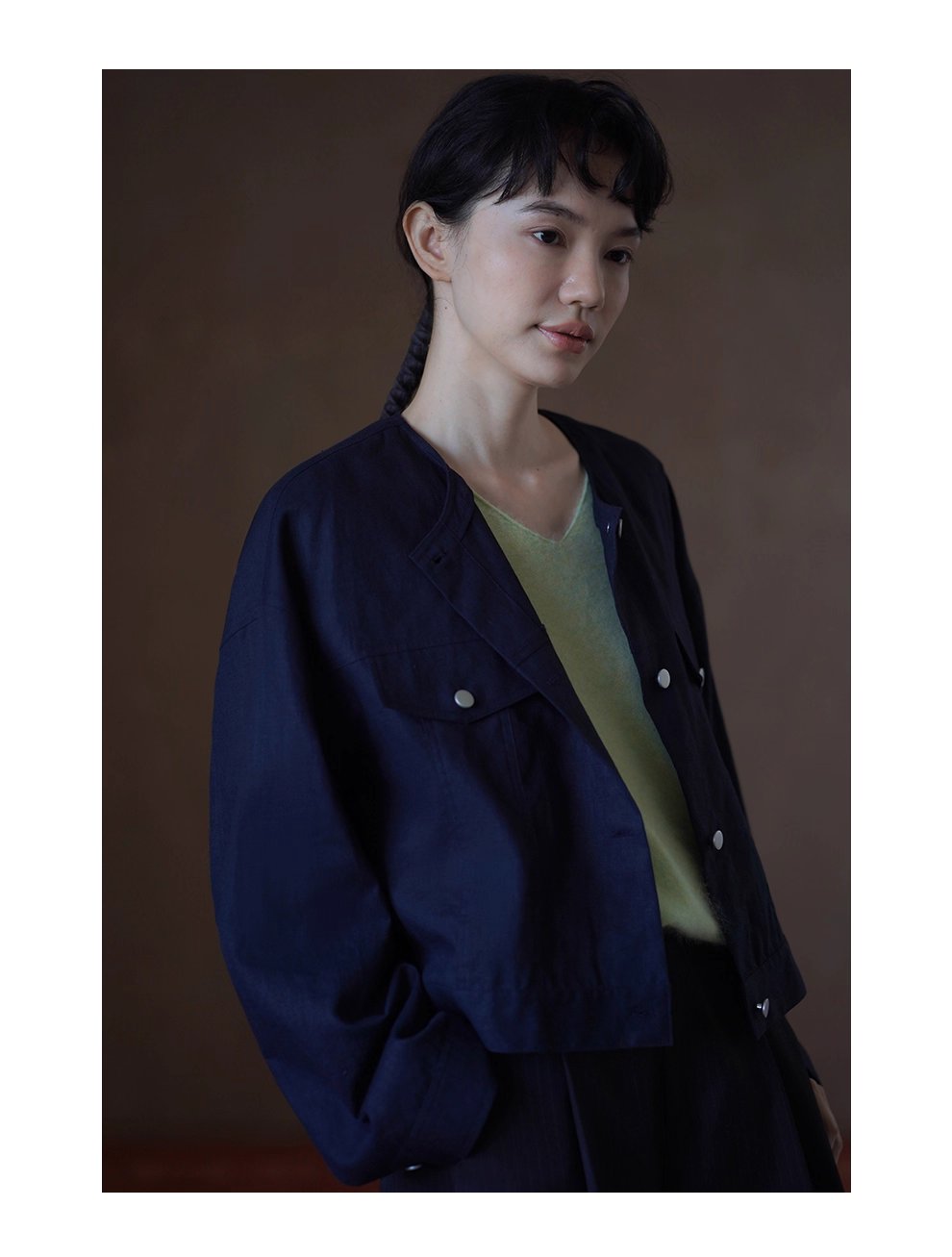 輕工裝挺括透氣苧麻棉寬鬆箱型短長袖顯瘦通勤外套女