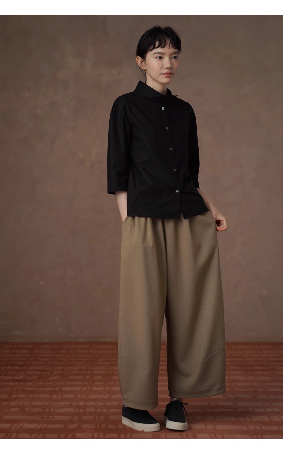 秋日慵懶氛圍鬆緊高腰不挑人顯瘦通勤寬鬆直筒遮肉長褲