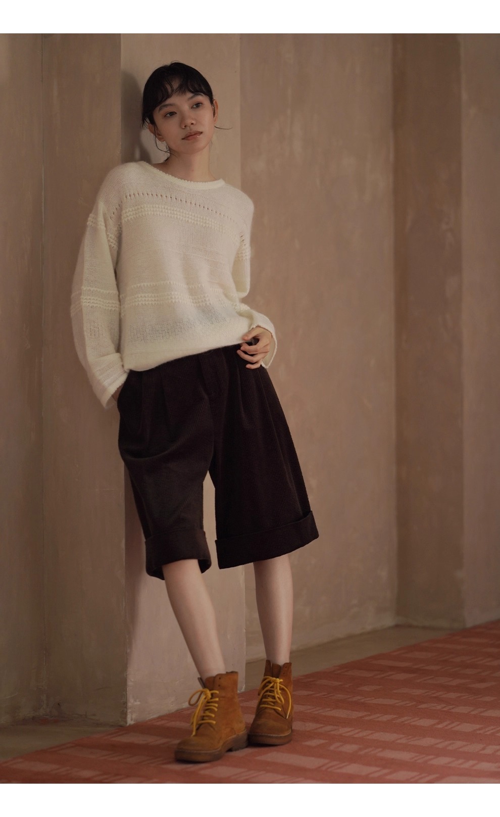 浪漫詩篇唯美重工鉤花馬海毛綿羊毛混紡圓領寬鬆毛衣女