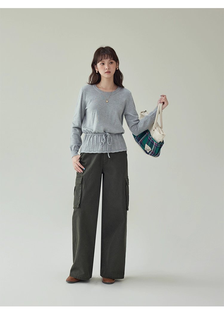 小眾抽繩提花下擺針織衫女秋季新款長袖內搭上衣,小眾抽繩提花下擺針織衫女秋季新款長袖內搭上衣,HBEW1094,小眾抽繩提花下擺針織衫女秋季新款長袖內搭上衣,簡約大方,抽繩衣襬