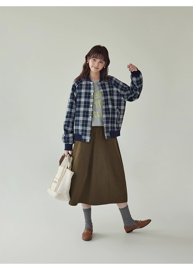 復古純色a字純棉半身裙女秋季新款後鬆緊花苞裙