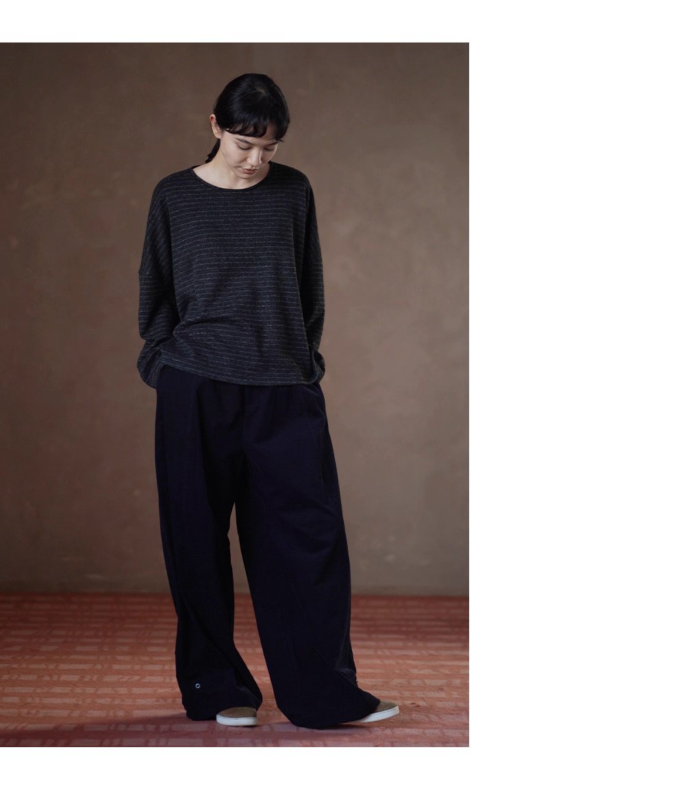 圖紙黑灰白條紋長袖軟糯羊毛混紡基礎寬鬆落肩顯瘦T恤女