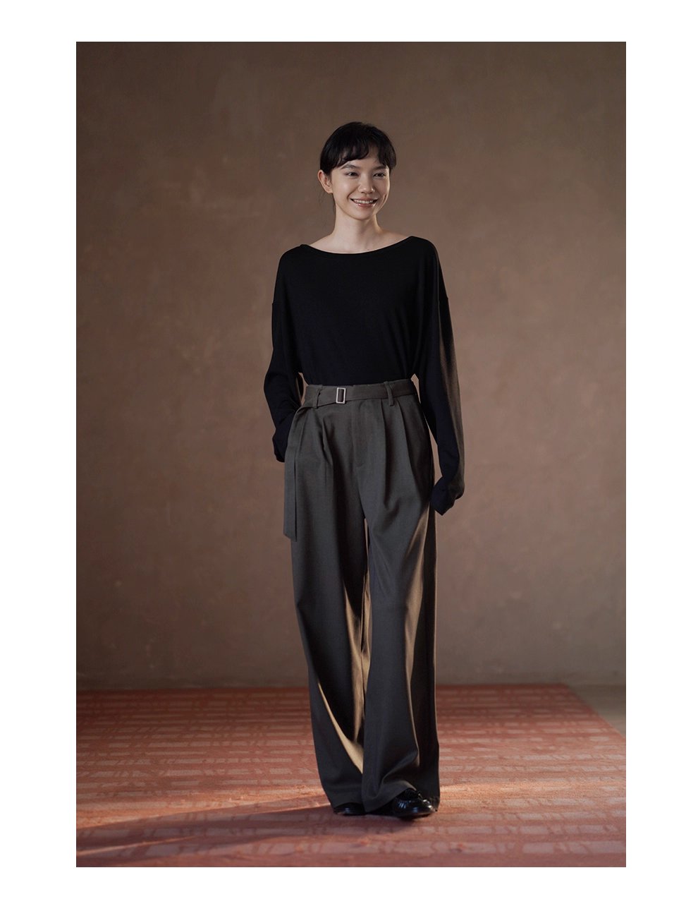 質感鬆弛通勤單品羊毛混紡西裝長褲高腰寬鬆顯瘦腿褲