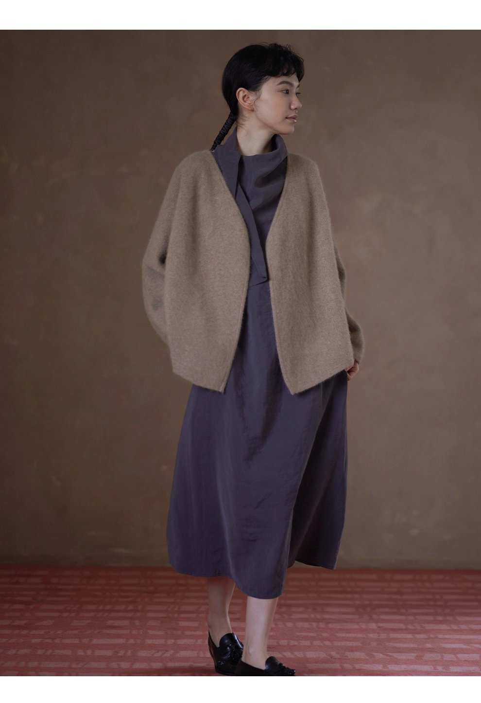 鬆弛代表外套長絨綿羊毛兔毛混紡寬鬆顯瘦簡約通勤開襟衫