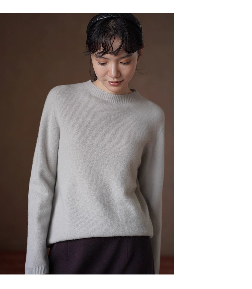 閉眼入基本款100綿羊毛寬鬆圓領柔軟內搭顯瘦針織上衣女