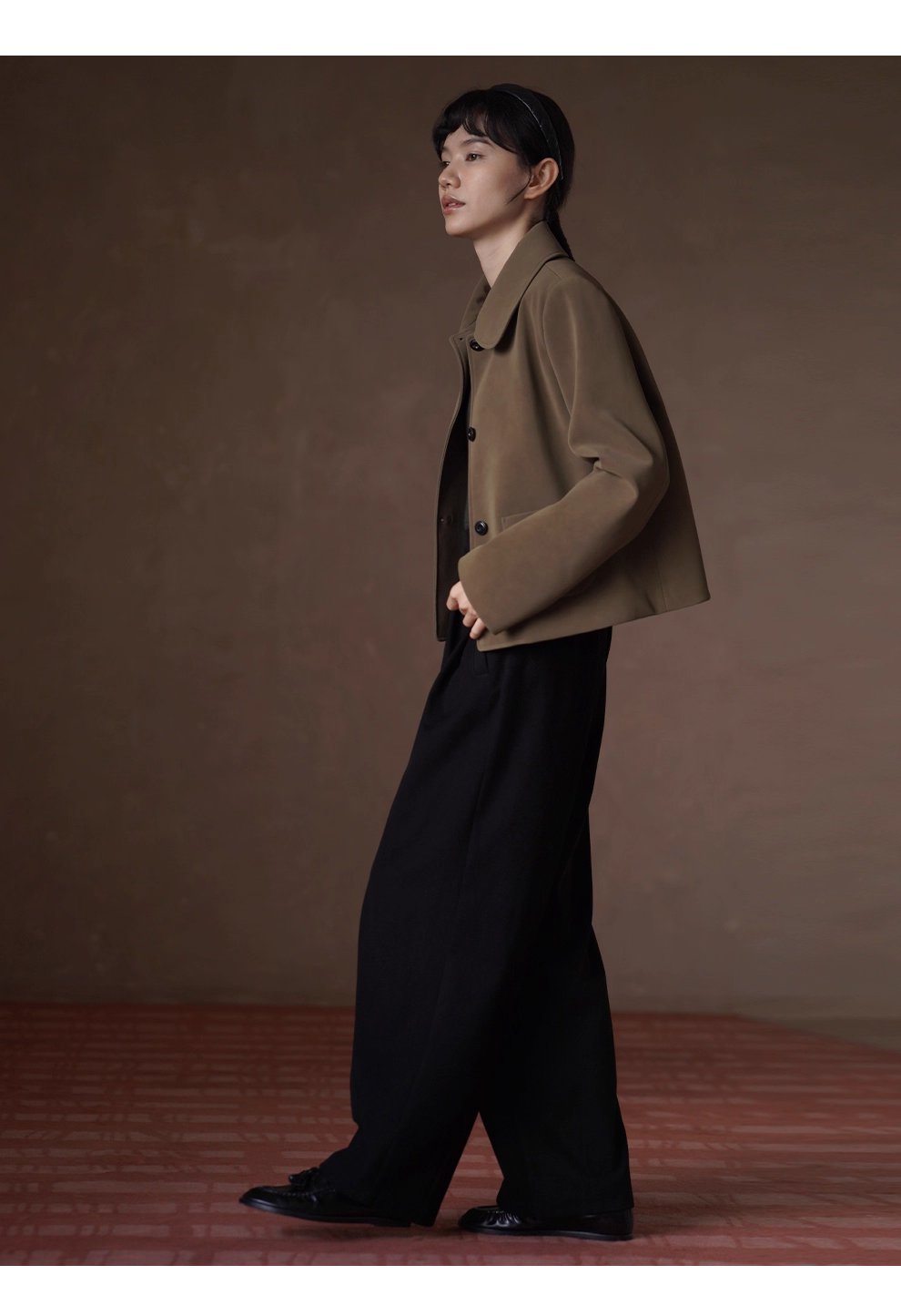 溫暖可露麗風外套磨砂霧面pu短版寬鬆正肩翻領顯瘦夾克