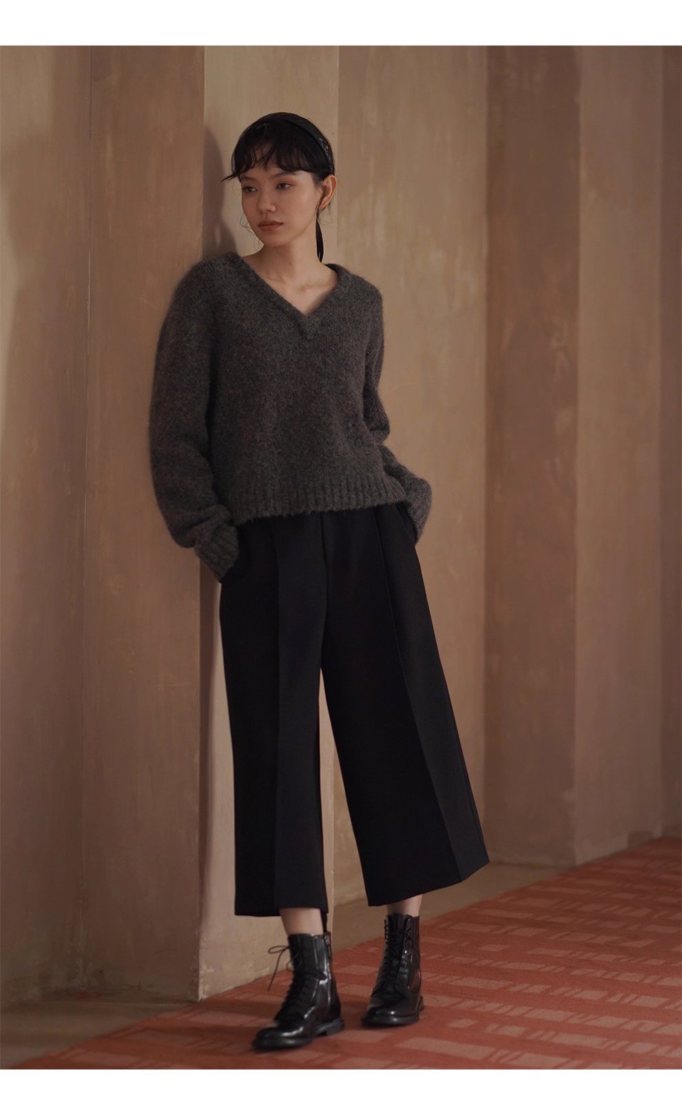 無聲藏肉挺縫線顯瘦時尚抗皺八分褲直筒寬鬆通勤西裝褲女,無聲藏肉挺縫線顯瘦時尚抗皺八分褲直筒寬鬆通勤西裝褲女,HBEW3037,無聲藏肉挺縫線顯瘦時尚抗皺八分褲直筒寬鬆通勤西裝褲女,扣袢設計,遮肉廓形