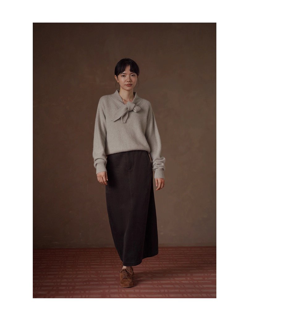 極簡H型通勤半身裙微彈斜紋磨毛紗卡高腰顯瘦長裙女