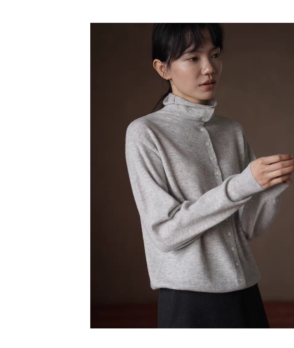 清冷柔霧敲細60s羊毛混紡立領紐扣設計開門襟通勤毛衣女,清冷柔霧敲細60s羊毛混紡立領紐扣設計開門襟通勤毛衣女,HBEW1136,清冷柔霧敲細60s羊毛混紡立領紐扣設計開門襟通勤毛衣女,排扣立領,羊毛100%