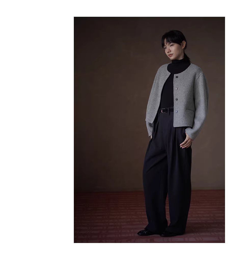 通勤協議毛感呢料寬鬆西裝褲高腰顯瘦直筒不挑人長褲女,通勤協議毛感呢料寬鬆西裝褲高腰顯瘦直筒不挑人長褲女,HBEW3046,通勤協議毛感呢料寬鬆西裝褲高腰顯瘦直筒不挑人長褲女,高腰壓摺,毛呢面料