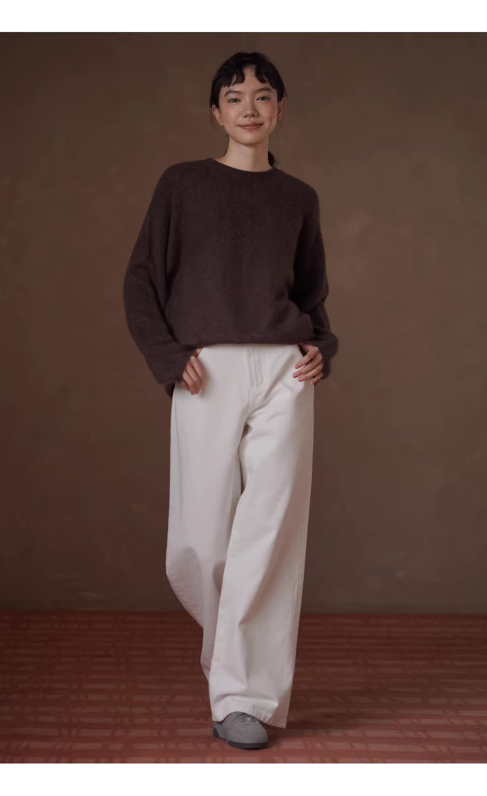 糖炒栗子毛衣高品羊絨羊毛混紡寬鬆圓領顯瘦針織上衣女,糖炒栗子毛衣高品羊絨羊毛混紡寬鬆圓領顯瘦針織上衣女,HBEW1163,糖炒栗子毛衣高品羊絨羊毛混紡寬鬆圓領顯瘦針織上衣女,質感單品,羊毛羊絨