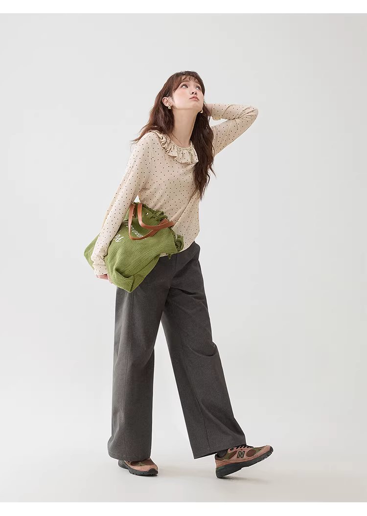 波點荷葉邊圓領T恤女春季新款薄款長袖內搭上衣,波點荷葉邊圓領T恤女春季新款薄款長袖內搭上衣,HBFS1010,波點荷葉邊圓領T恤女春季新款薄款長袖內搭上衣,荷葉邊領,復古波點