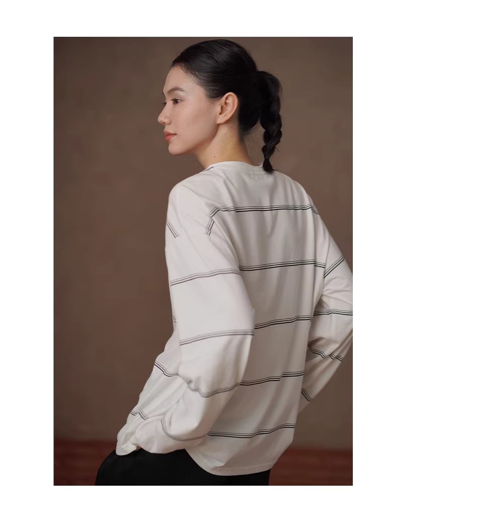 寫生素描鬆弛衛衣慵懶細條紋圓領寬鬆落肩休閒長袖上衣,寫生素描鬆弛衛衣慵懶細條紋圓領寬鬆落肩休閒長袖上衣,HBFS1015,寫生素描鬆弛衛衣慵懶細條紋圓領寬鬆落肩休閒長袖上衣,不易變形,修身實搭